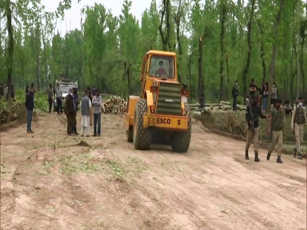 Construction of the COVID-19 hospital underway in Budgam. (Photo/ANI)