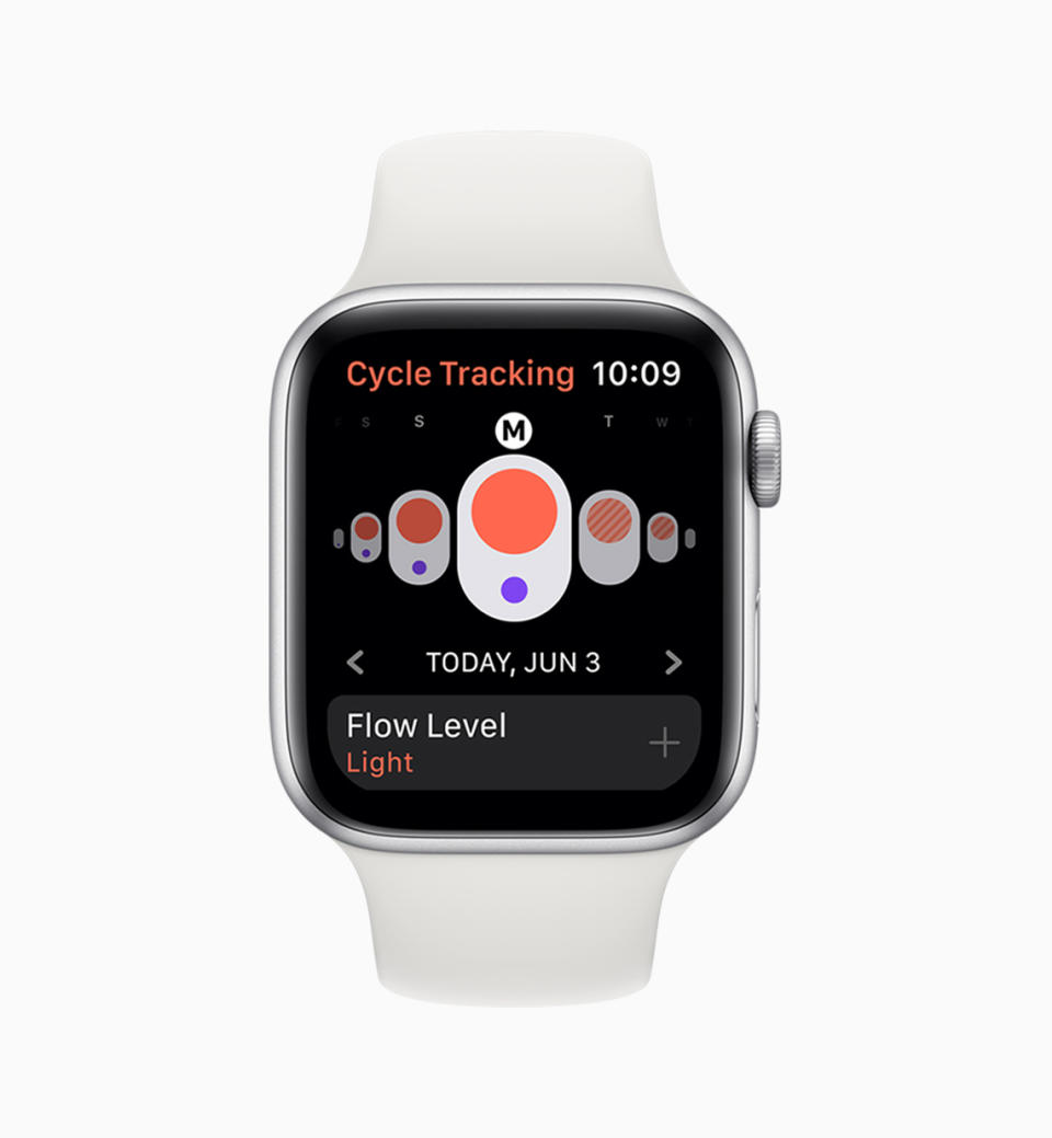 La prima novità è l’app Cycle Tracking, che consente alle donne di registrare i dati principali sul ciclo mestruale per calcolare i giorni fertili e la data delle prossime mestruazioni. (Apple)