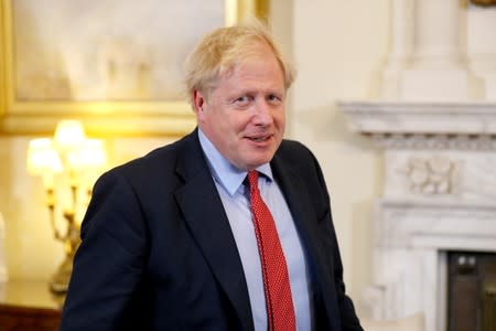 FILE PHOTO: Britain's PM Johnson meets with European Parliament President David Sassoli in London