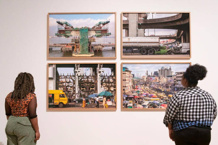 Installation view of The Mutations by Nigerian photographer Andrew Esiebo (2015-2022) at the Tate Modern