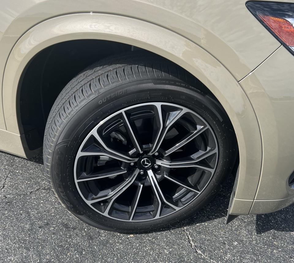 a close up of a car tire