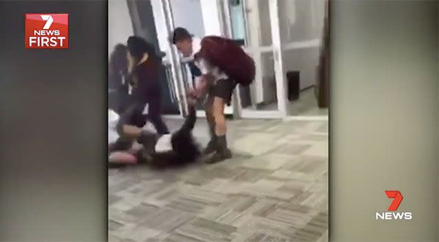 More sickening scenes are recorded inside and out of the school. Source: 7 News