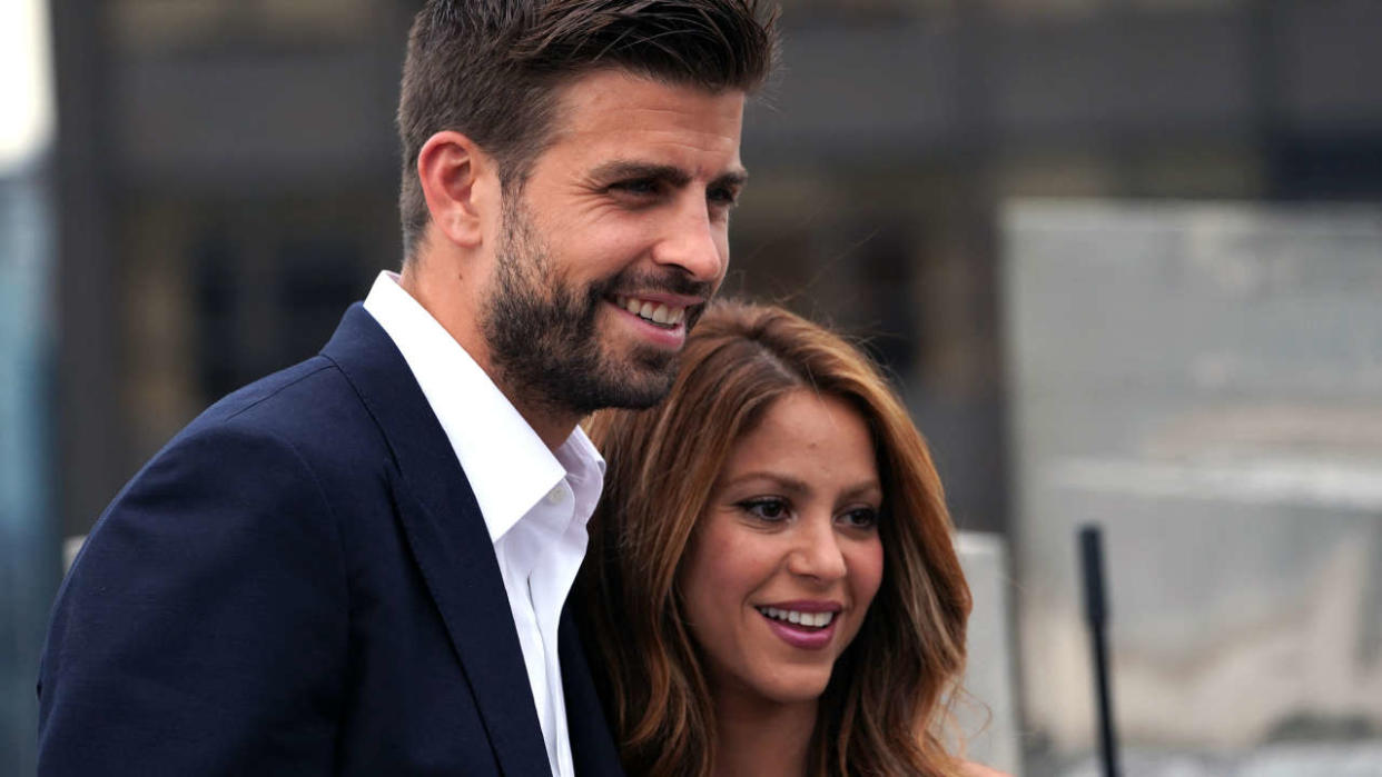 Colombian musician Shakira and partner Kosmoa Founder and President, Spanish football player Gerard Pique attend the Davis Cup Presentation on September 5, 2019 in New York. (Photo by Bryan R. Smith / AFP)