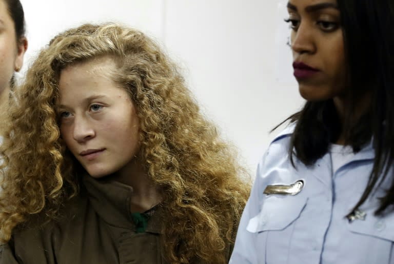 A file picture of Palestinian teenager Ahed Tamimi when she appeared in an Israeli military court in the West Bank on December 28, 2017