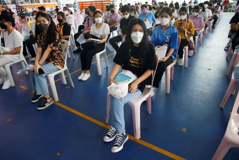 Ahead of schools reopening, high school students get vaccinated in Bangkok