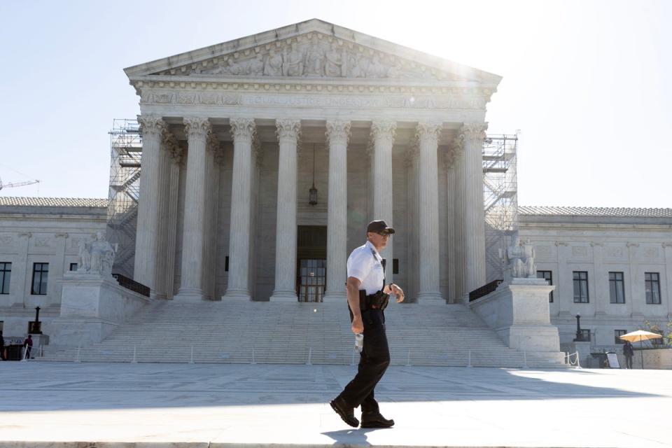 Justices at the Supreme Court have delivered Trump a key victory by delaying the growing pile of criminal and civil threats against him in courtrooms across the country (EPA)