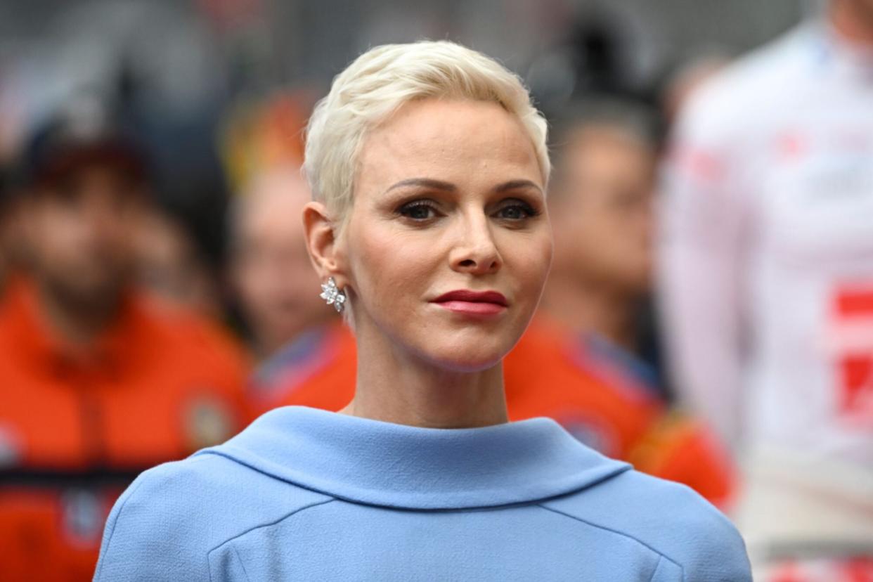 Mandatory Credit: Photo by CHRISTIAN BRUNA/EPA-EFE/Shutterstock (12962458p) Princess Charlene of Monaco arrives for the start of the Formula One Grand Prix of Monaco at the Circuit de Monaco in Monte Carlo, Monaco, 29 May 2022. Formula One Grand Prix of Monaco, Monte Carlo - 29 May 2022