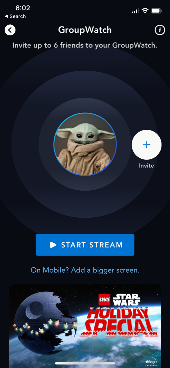 The Disney+ streaming service's GroupWatch feature lets users watch movies and episodes with up to six friends.