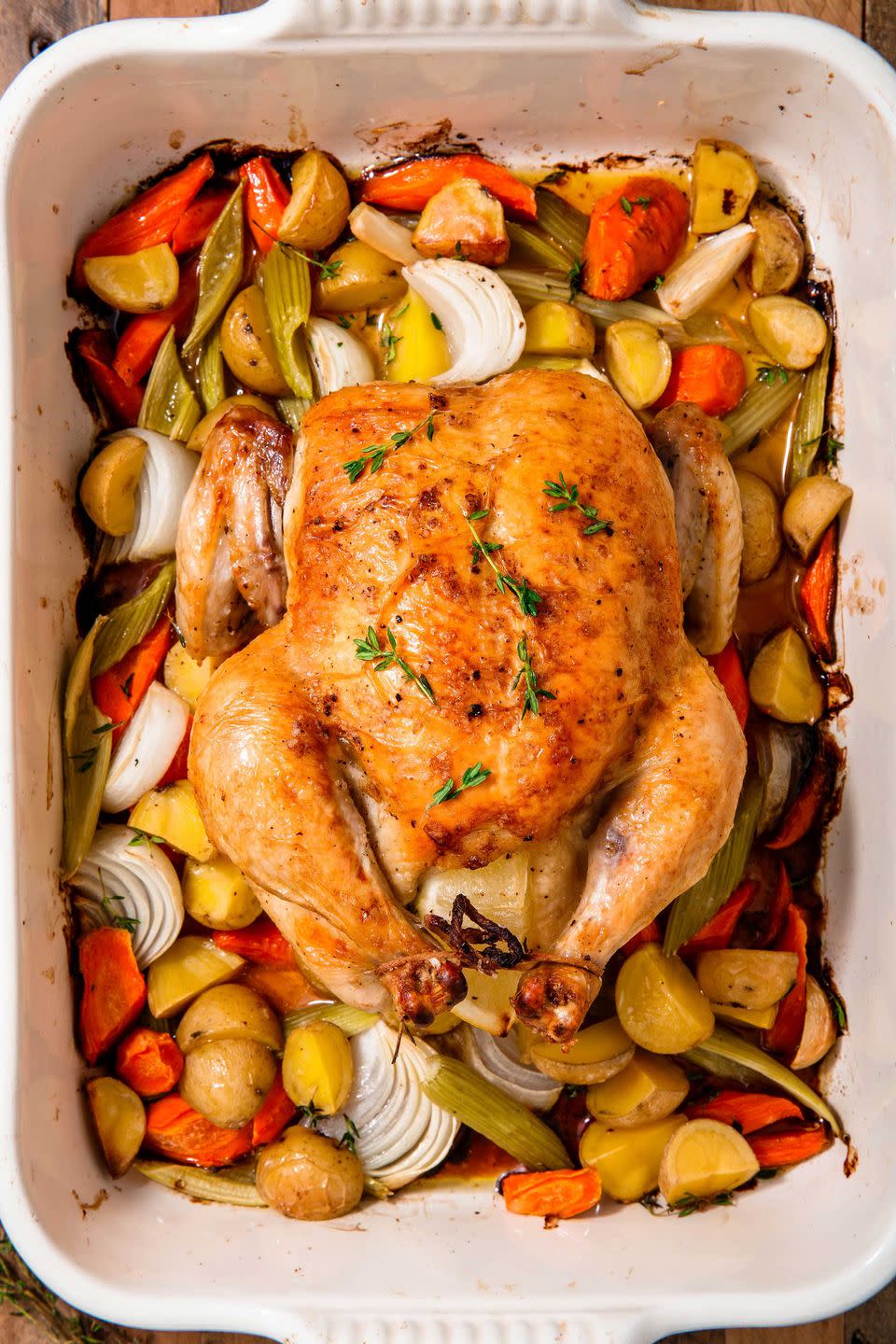 <p>What can we say? A classic is a classic. Intimidated by a whole chicken? Don't be! It's surprisingly easy, and our step-by-step recipe will guide you through the entire process—no prob. Plus, there's nothing better than roast chicken leftovers. 😍</p><p>Get the <a href="https://www.delish.com/cooking/recipe-ideas/a22813471/classic-roast-chicken-recipe/" rel="nofollow noopener" target="_blank" data-ylk="slk:Classic Roast Chicken recipe;elm:context_link;itc:0;sec:content-canvas" class="link "><strong>Classic Roast Chicken recipe</strong></a>.</p>