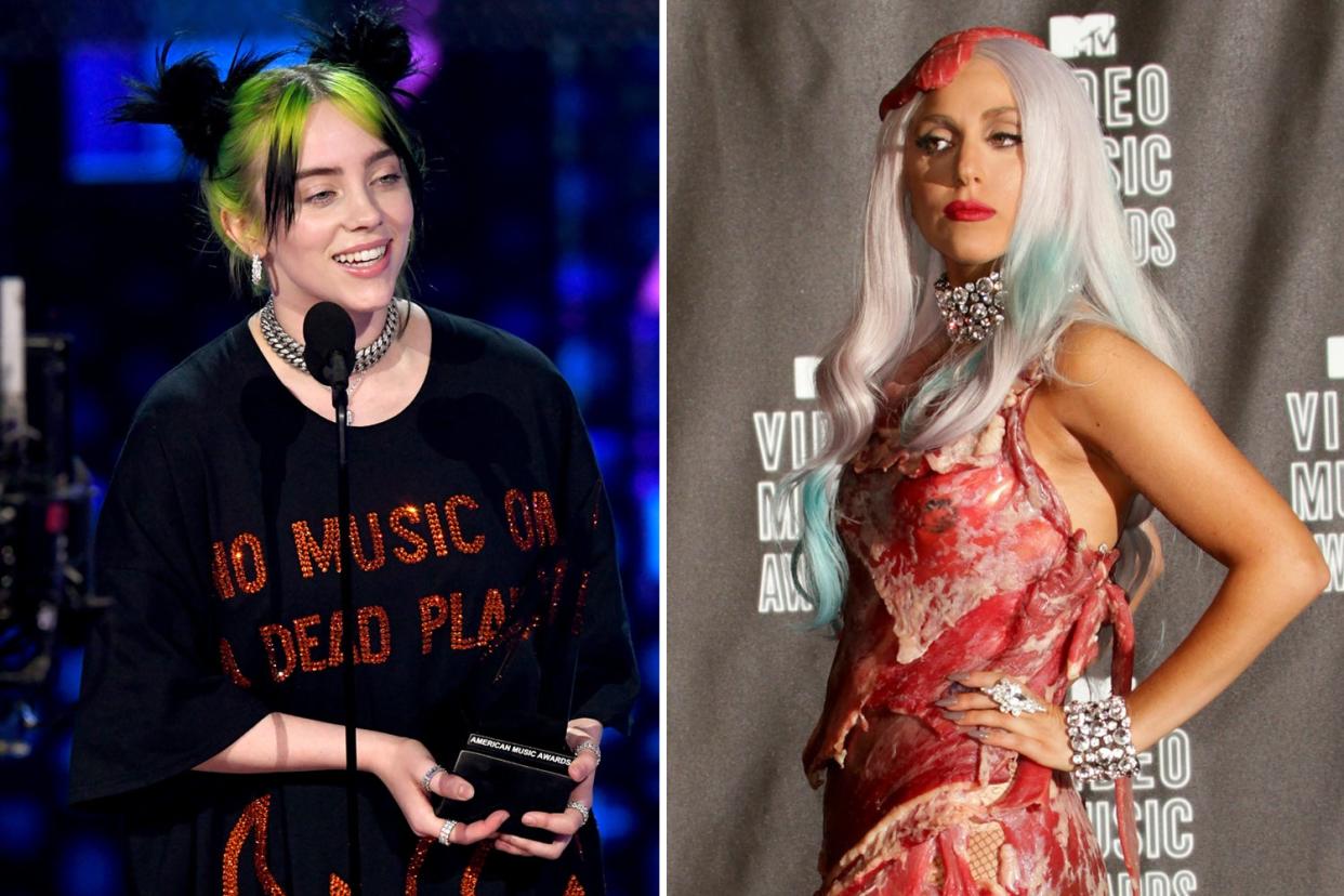 Lady Gaga fans have turned on Billie Eilish over comments she made about the meat dress: Getty