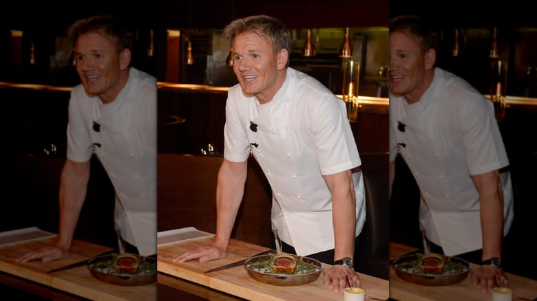 Gordon Ramsey poses with Beef Wellington