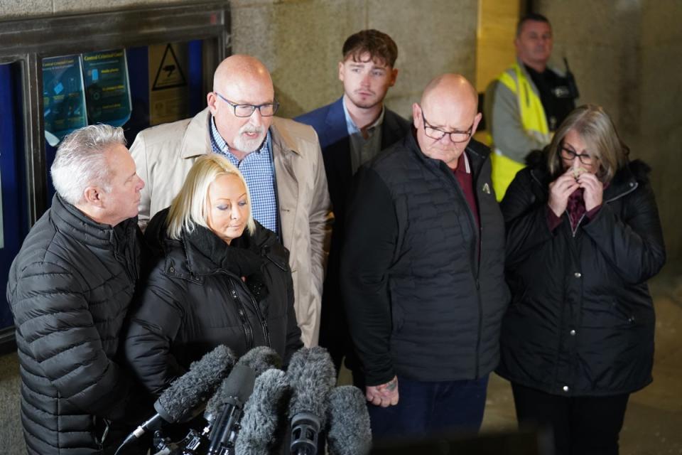 The family speaking outside court after the sentencing (PA Wire)