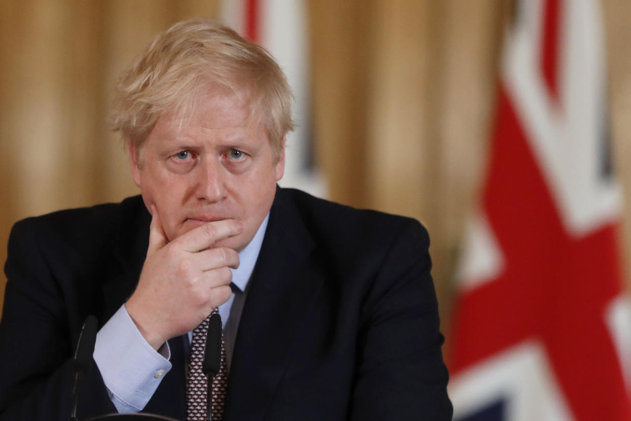 File photo dated 03/03/20 of Prime Minister Boris Johnson during a press conference, at 10 Downing Street, in London, on the government's coronavirus action plan. Boris Johnson will publicly announce his resignation later today, likely before lunchtime, the BBC is reporting. Issue date: Thursday July 7, 2022.