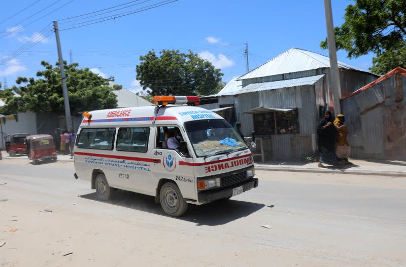 Ambulance is seen near blast site in Mogadishu