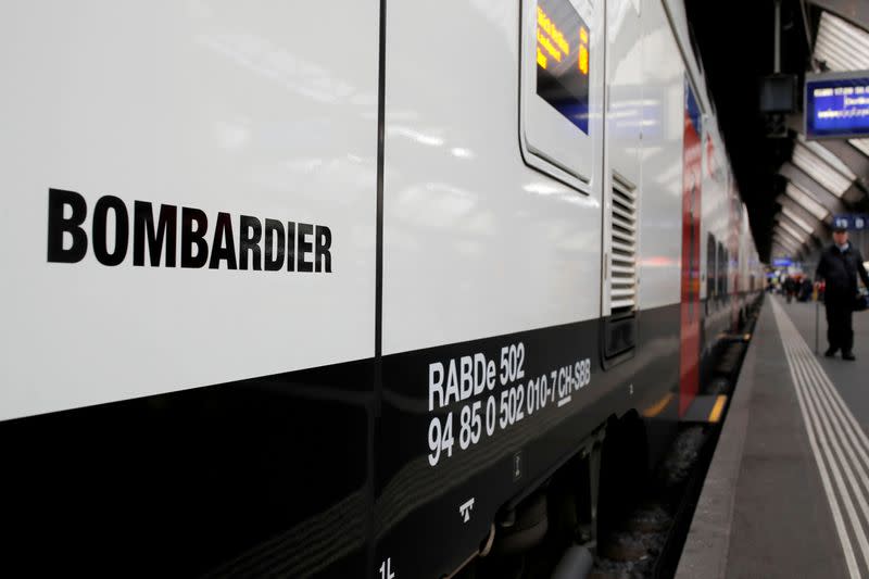 FILE PHOTO: The Bombardier FV-Dosto double-deck train "Ville de Geneve" of Swiss railway operator SBB is seen at the central station in Zurich