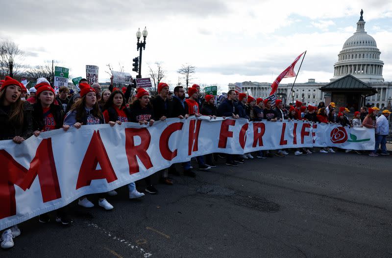 Anti-abortion demonstrators take part in the annual "March for Life" in Washington