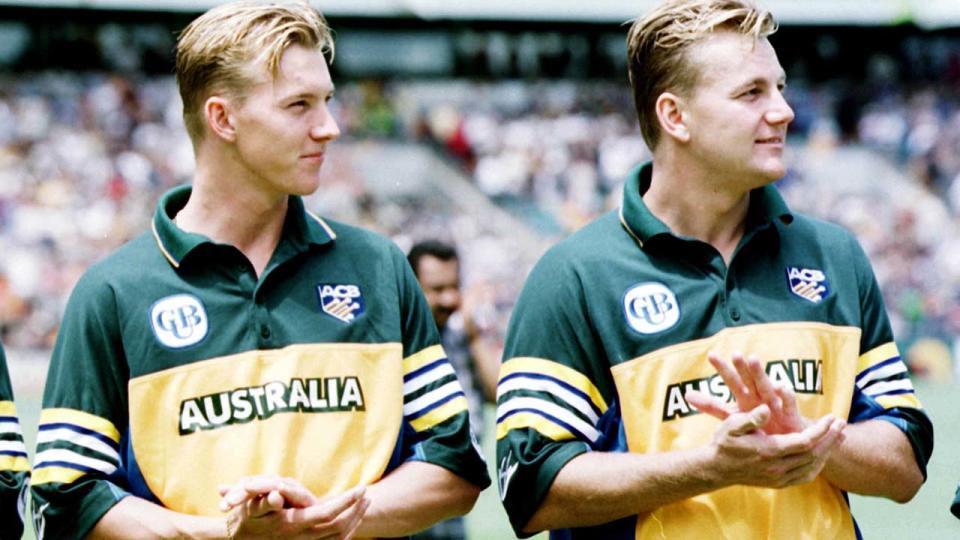 Brett and Shane Lee, pictured here before a one-day international match for Australia.