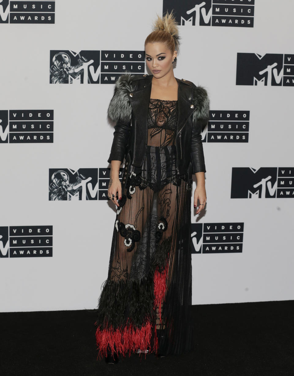 Rita Ora arrives in the press room at the 2016 MTV Video Music Awards at Madison Square Garden in New York City on August 28, 2016. Performers at the 2016 MTV VMA's include Rihanna, Britney Spears, Ariana Grande and Nicki Minaj. Photo by John Angelillo/UPI Newscom/(Mega Agency TagID: upiphotostwo474927.jpg) [Photo via Mega Agency]