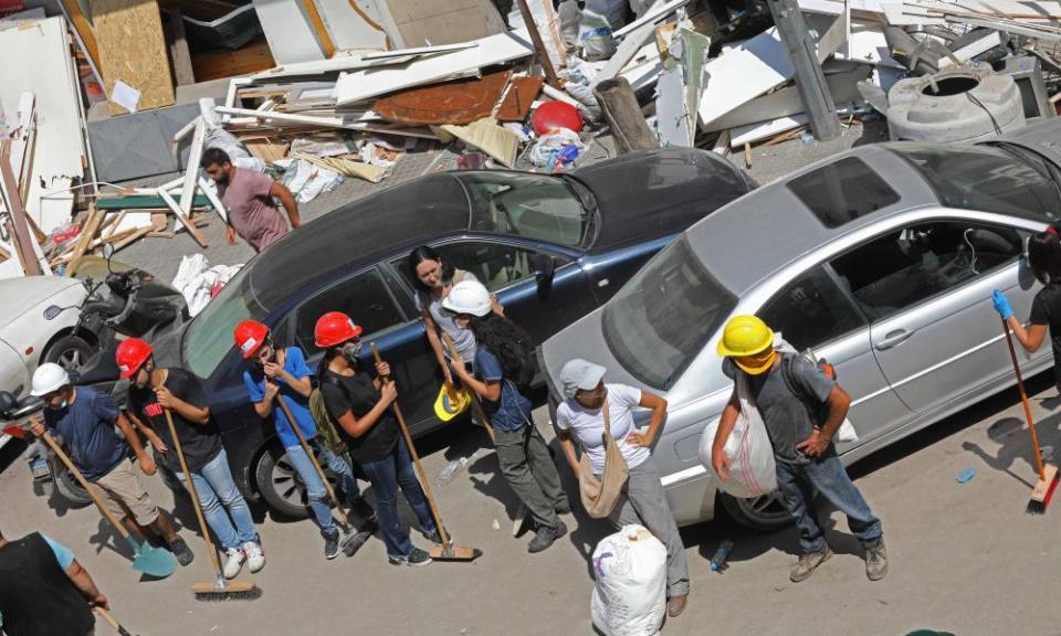 A team of volunteers in a Beirut street.