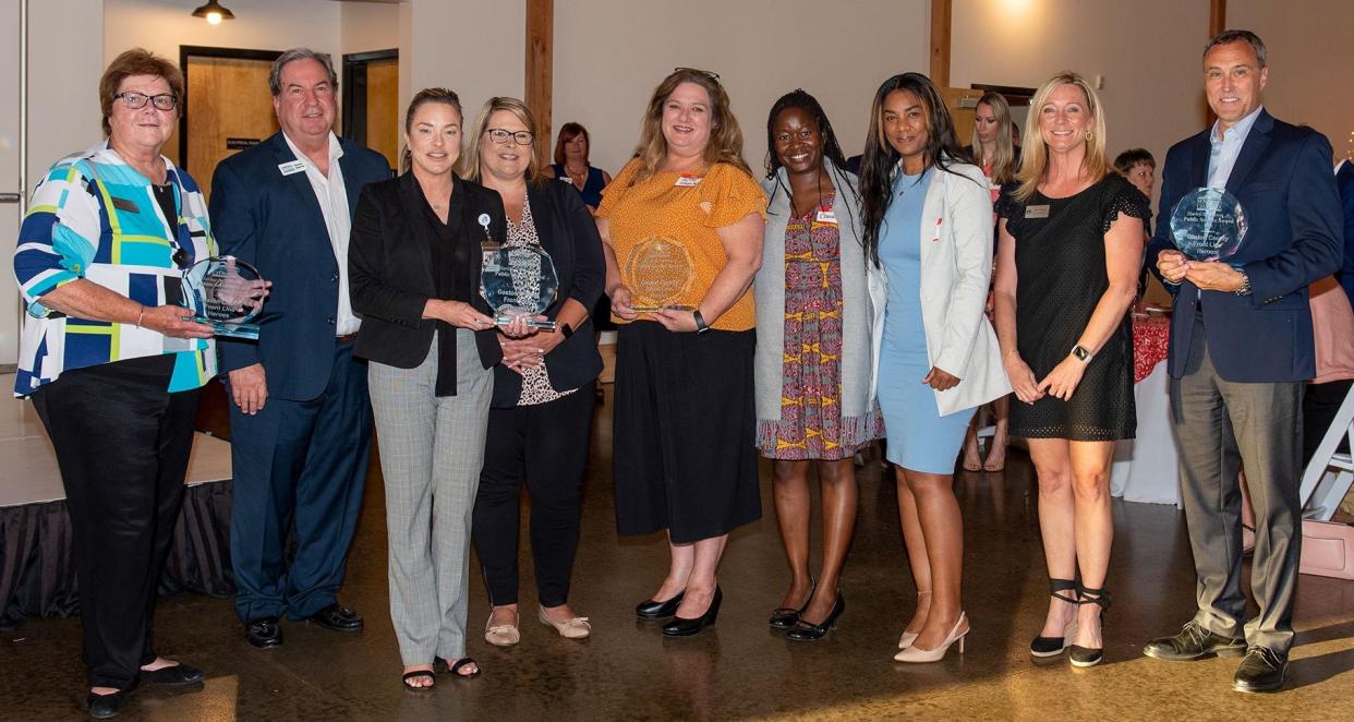 Representatives of all Gaston healthcare workers battling the COVID pandemic accepted the Chamber's 2021 Public Service Award.