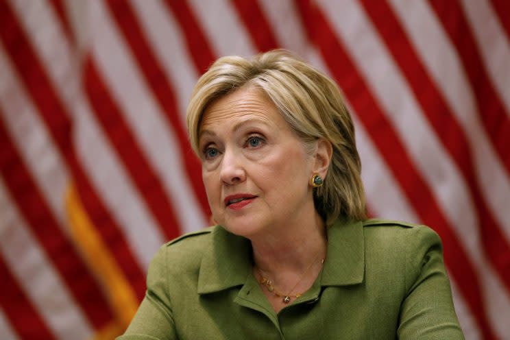 Hillary Clinton delivers remarks at a gathering of law enforcement leaders at John Jay College of Criminal Justice in New York on Aug. 18, 2016. (Lucas Jackson/Reuters)