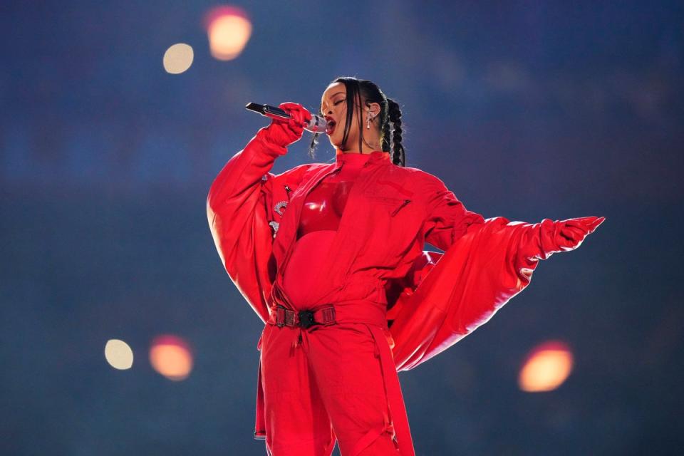 Don’t stop the music: Rihanna at the Super Bowl (AP)