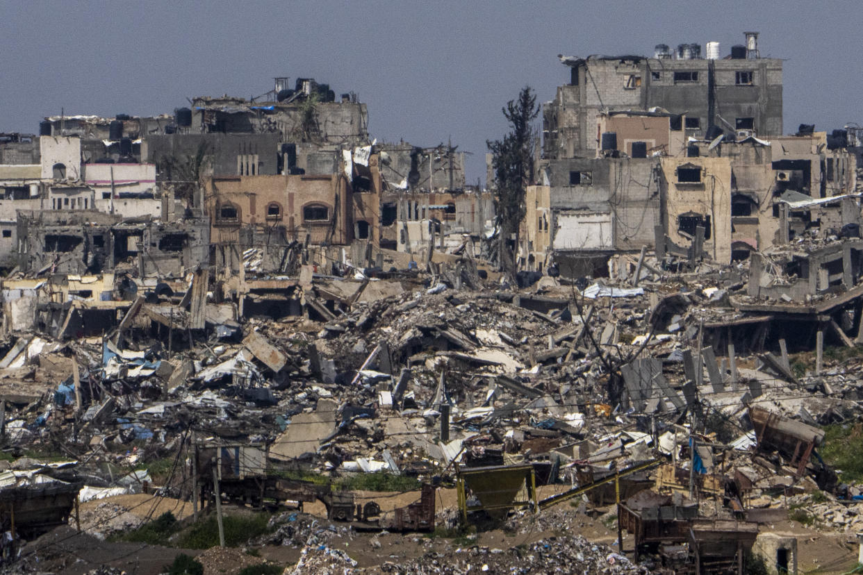 Destroyed buildings inside the Gaza Strip.