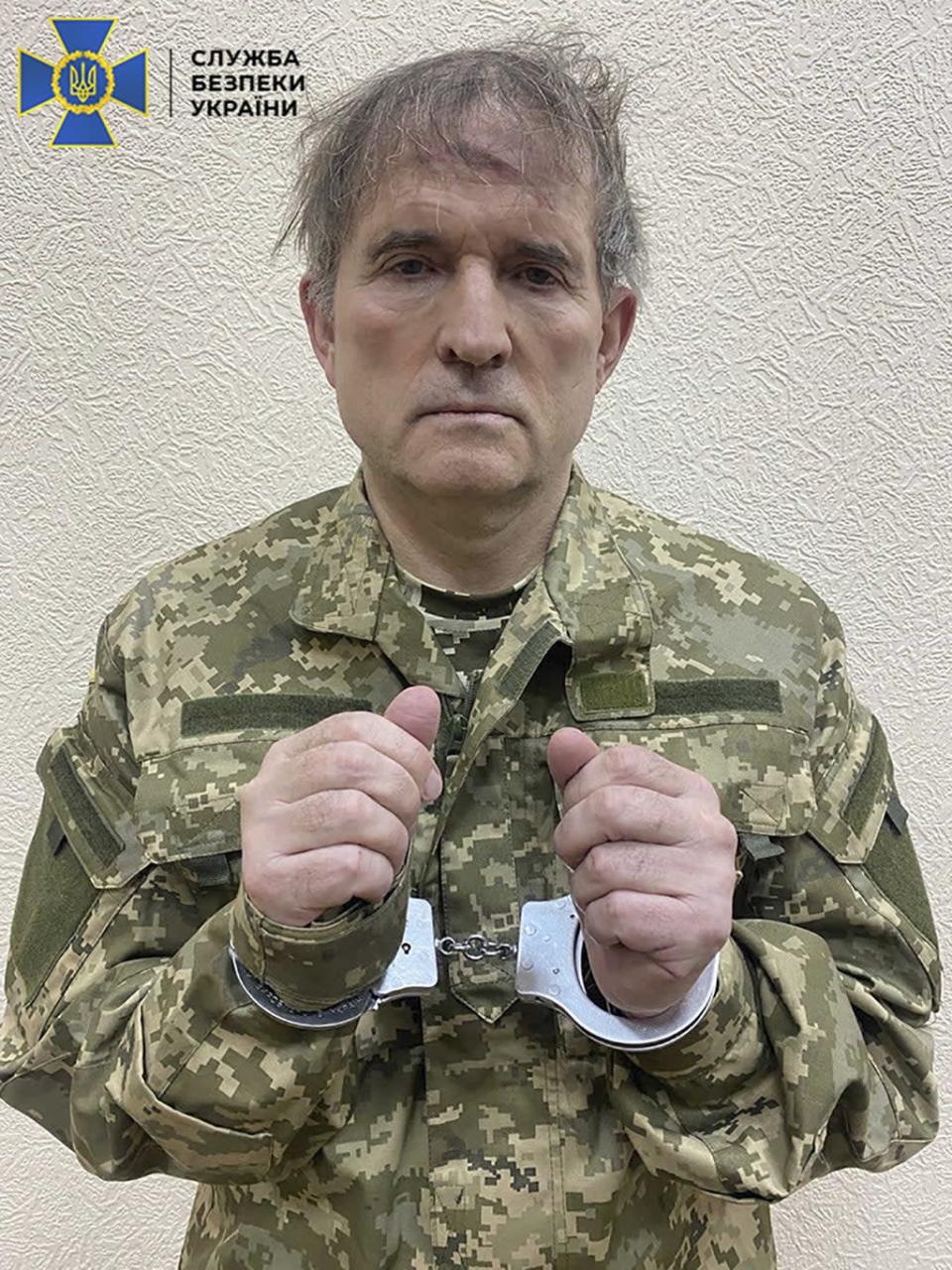 Medvedchuk was seen in handcuffs (Security Service of Ukraine/AFP)