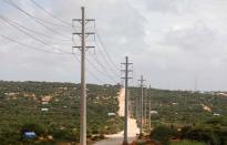 Electrical power lines from the Benadir Electricity Company (BECO) solar project in the outskirts Mogadishu