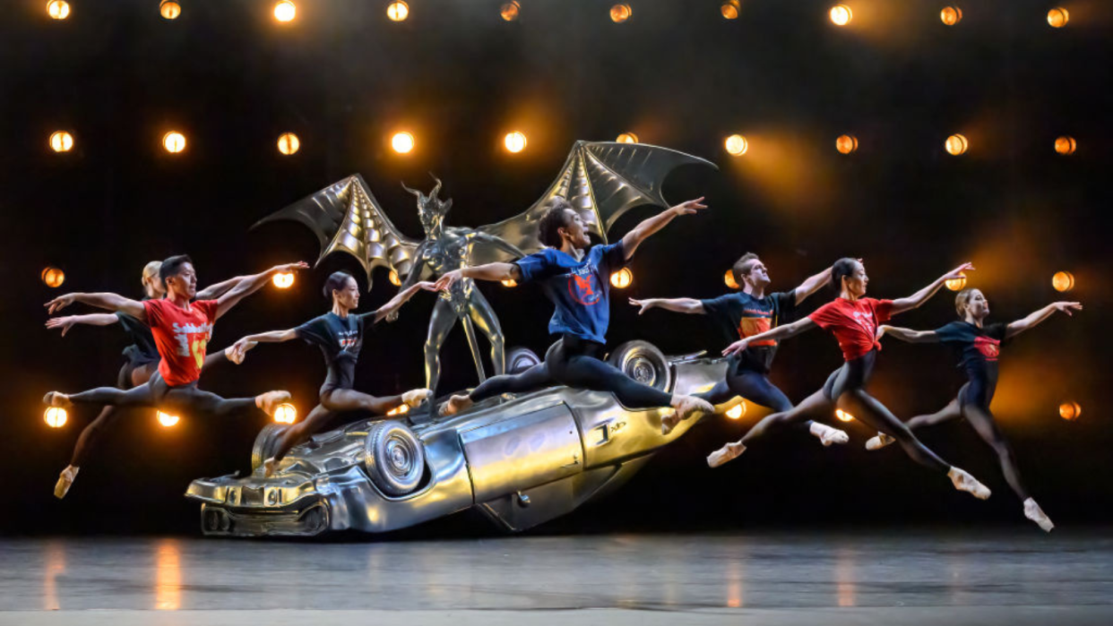  Dancers perform during dress rehearsal of "Black Sabbath - The Ballet" at Birmingham Hippodrome on September 23, 2023 in Birmingham, England. 