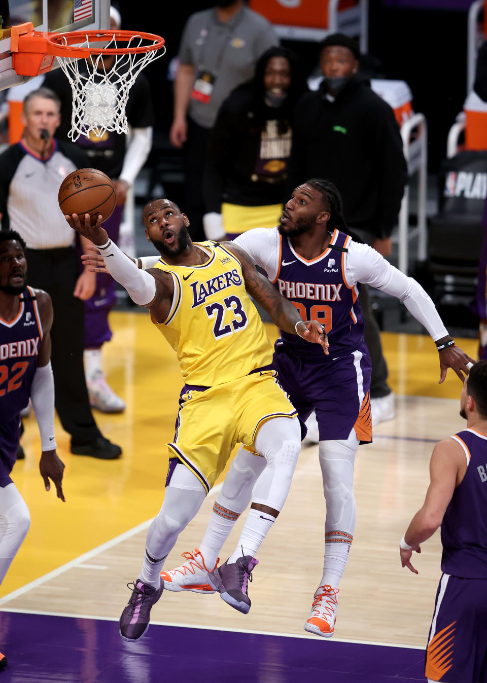 LeBron James（出手者）。（Photo by Sean M. Haffey/Getty Images）