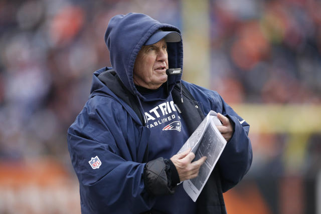 New England Patriots head coach Bill Belichick on the sideline