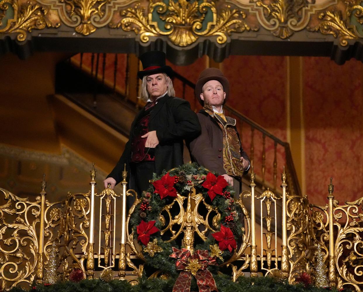 Nov. 14, 2023; Columbus, Oh., USA; 
Thom Christopher Warren, left, portrays Scrooge and Joel Rainwater, right, is Jacob Marley in "A Christmas Carol" coming to Ohio Theatre after Thanksgiving.