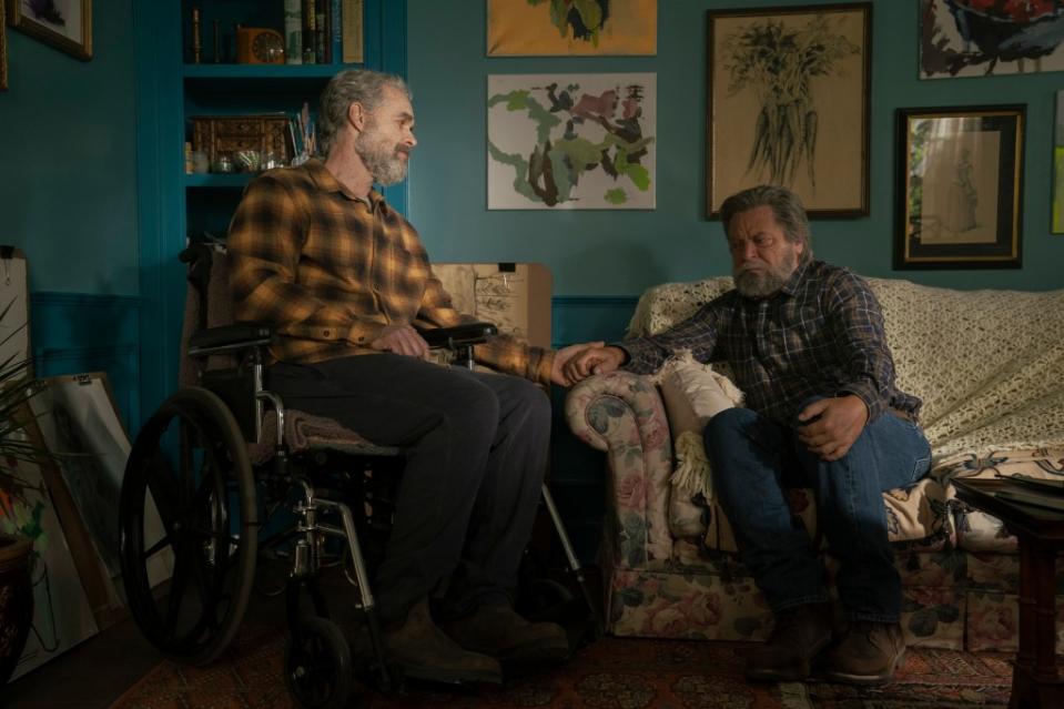 Frank (Murray Bartlett) and Bill (Nick Offerman) in “The Last of Us.” Warner Bros. Discovery/ HBO