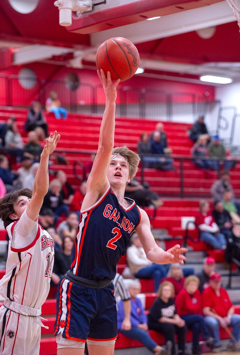 Galion's Elijah Chafin shoots from close.