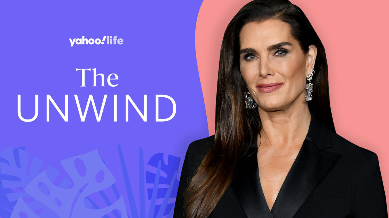 Brooke Shields opens up about prioritizing her mental health and celebrating her body in her 50s. (Image: Getty; designed by Quinn Lemmers)