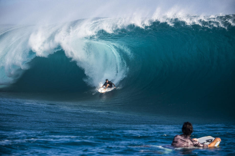 Liam O'Brien is ranked No. 10 on the Championship Tour heading into the Teahupo'o event. If the waves look like this for the contest, watch for him to go up the leaderboard. <p>Photo: Ryan Miller</p>