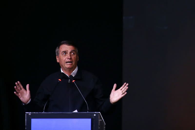 Brazil's President Jair Bolsonaro speaks in Sao Paulo