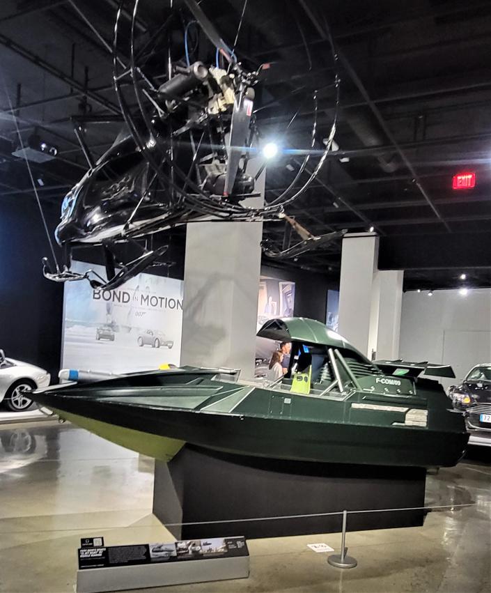 Some of the means of travel for 007 at the Petersen Automotive Museum