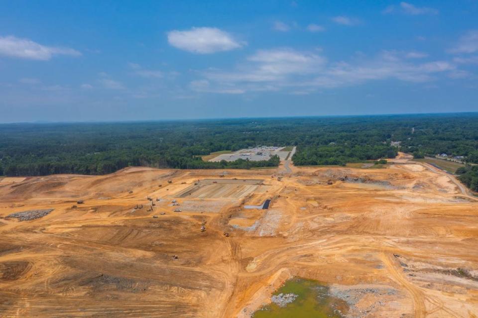 Workers have cleared the Greensboro-Randolph Megasite in Randolph County, NC, where Toyota is building a factory to make batteries for electric vehicles. The plant is expected to employ about 2,100 people.