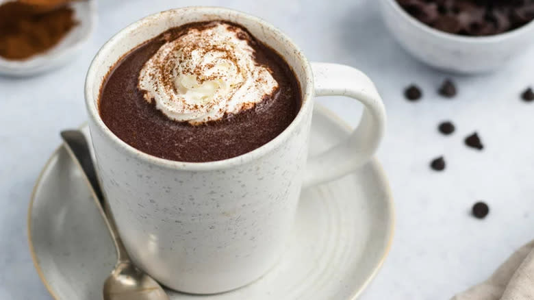 Hot chocolate with spice and whipped cream