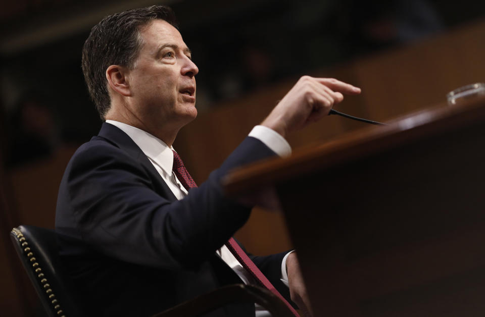 Former FBI Director Comey testifies before a Senate intelligence committee hearing on Russia’s alleged interference in the 2016 U.S. presidential election on June 8, 2017. (Photo: Aaron P. Bernstein/Reuters)