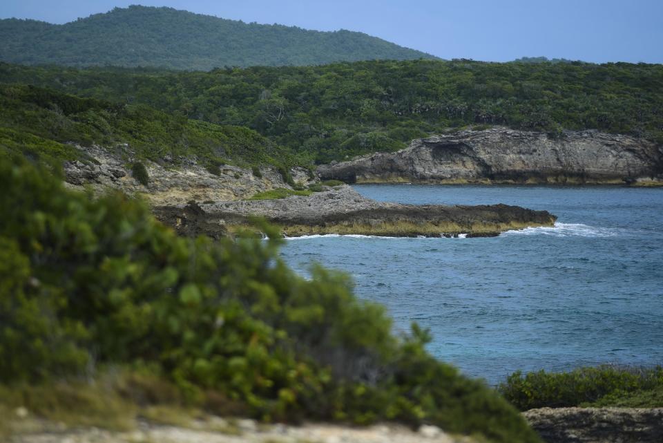 This Jan. 13, 2017 photo, shows the ocean view from the Ferro Port lighthouse, at Verdiales Key point on the south coast of Vieques island, Puerto Rico. Vieques, off the east coast of Puerto Rico, boasts gorgeous beaches, turquoise waters and a stunning bioluminescent bay. (AP Photo/Carlos Giusti)