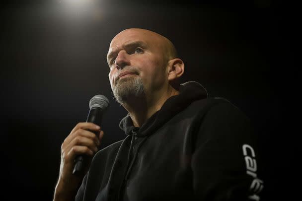 PHOTO: Lt. Gov. John Fetterman, the Democratic candidate for Senate in Pennsylvania, speaks at a campaign rally in Erie, Pa., on Aug. 12, 2022. (Jeff Swensen/The New York Times via Redux, FILE)