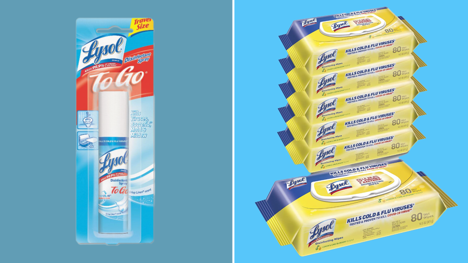 These handy travel-sized Lysol products can easily fit in any carry-on or backpack.