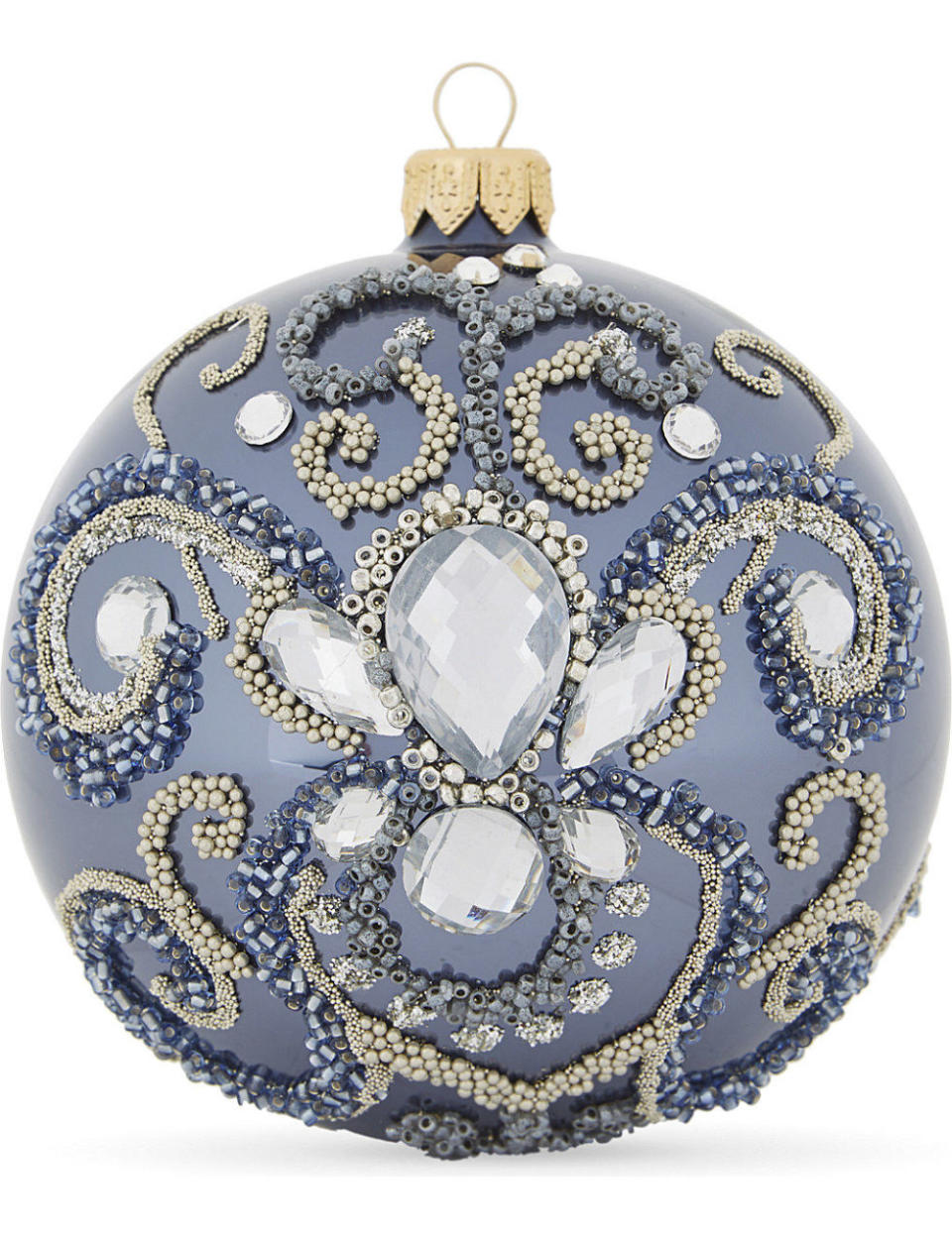 <p><strong>BUY NOW: <span><a rel="nofollow noopener" href="http://www.selfridges.com/GB/en/cat/hanging-ornament-bead-embellished-bauble-10cm_200-3005365-001017334/" target="_blank" data-ylk="slk:Bead Embellished Bauble, £35, Selfridges;elm:context_link;itc:0;sec:content-canvas" class="link ">Bead Embellished Bauble, £35, Selfridges</a></span></strong></p>