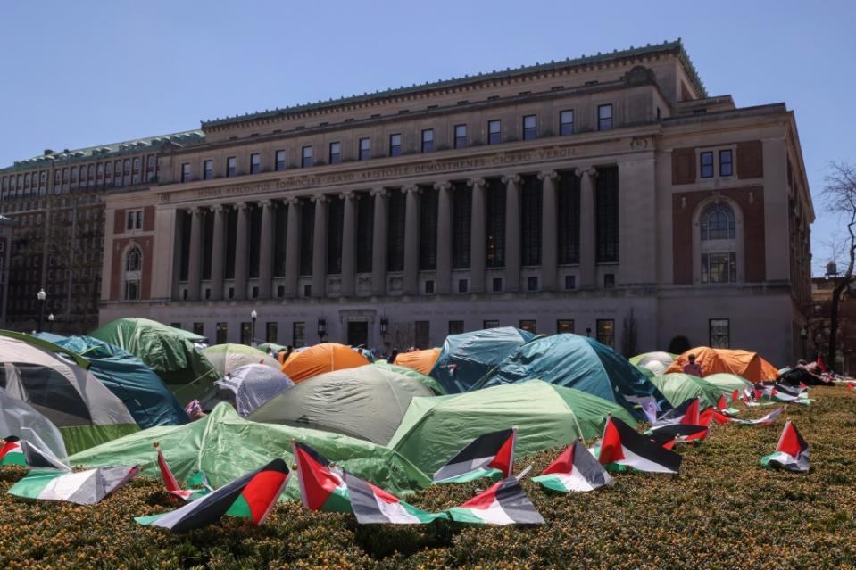 A tent city erected by protesting students. REUTERS