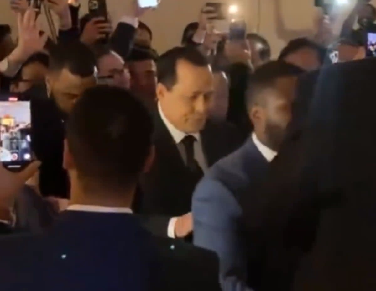 Screengrab from a Weibo video of the New York event shows the Elon Musk impersonator (Weibo/Gao Weiwei)