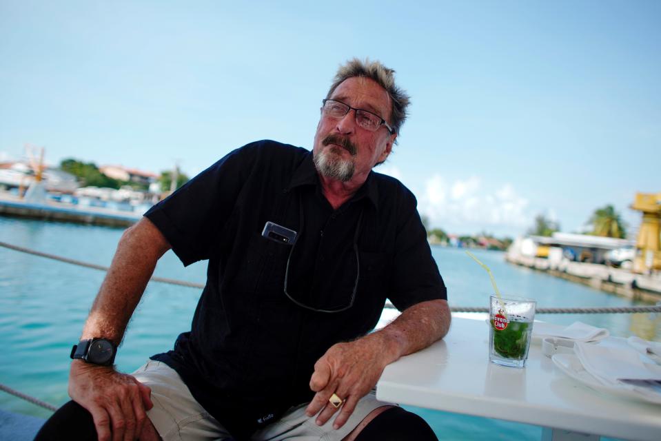 File: John McAfee, co-founder of McAfee Crypto Team and CEO of Luxcore and founder of McAfee Antivirus, speaks during an interview in Havana, Cuba, 4 July, 2019 (REUTERS)