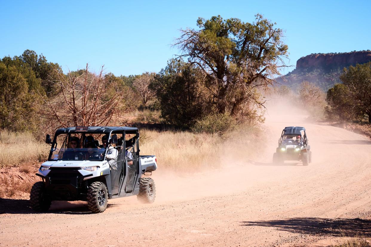 Off-road vehicles drive down Boynton Pass Road in Sedona on Oct. 27, 2022.